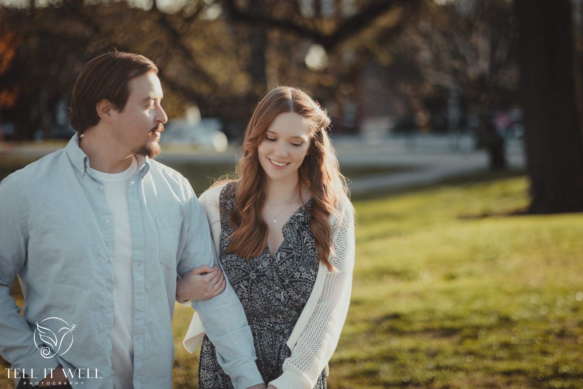 Ingrid and Riley's Sunset Engagement Session at Patterson Park