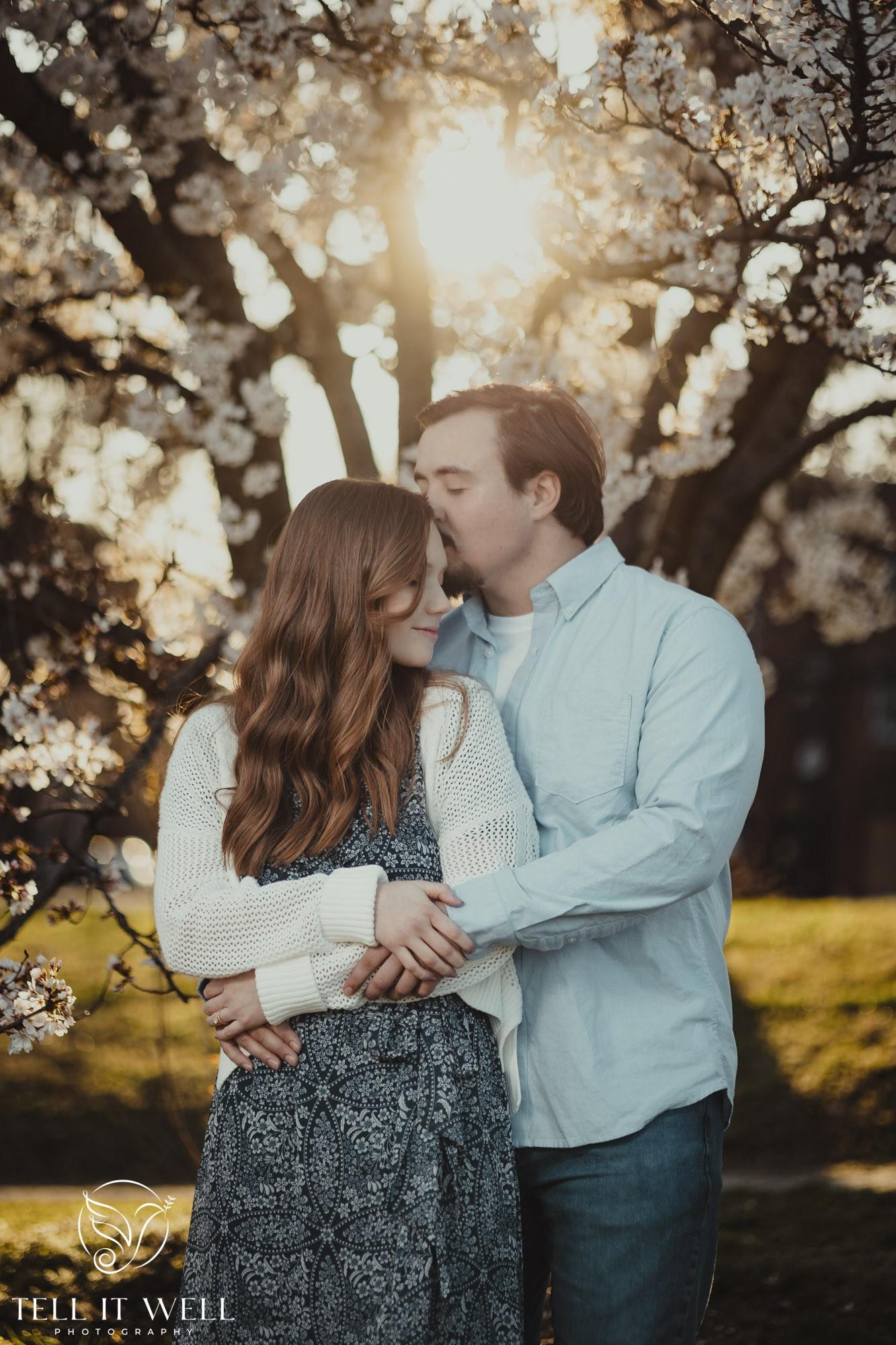 Ingrid and Riley's Sunset Engagement Session at Patterson Park